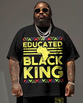 Men's Plus Size Juneteenth Black History Month King Print T-Shirt Shorts Suit